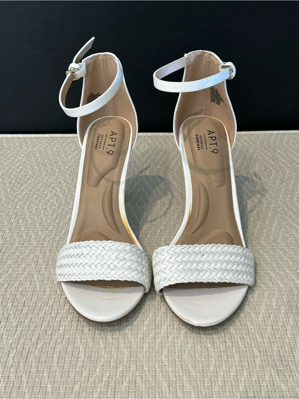 Apt. 9 White Braided Toe Ankle-Strap Stiletto Sandals